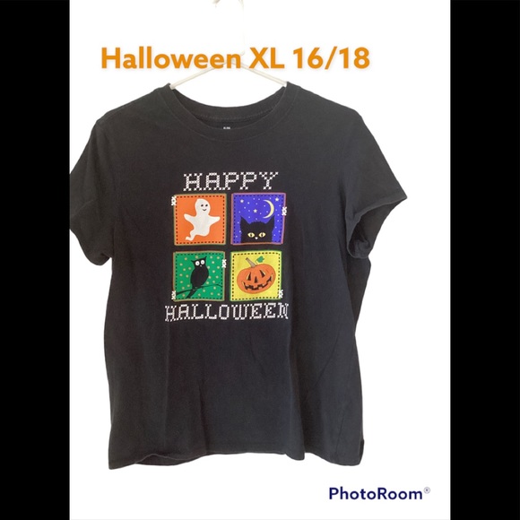halloween Other - Halloween Flair T shirt Top Black sz 16/18 XL Glitter Sparkle Ghost Pumpkin Cat